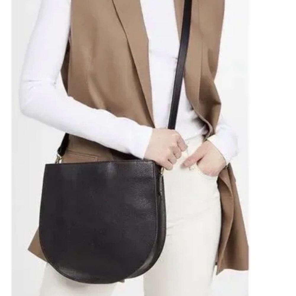 Madewell Black Leather Crescent Crossbody Bag